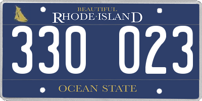 RI license plate 330023