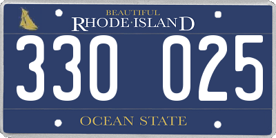 RI license plate 330025
