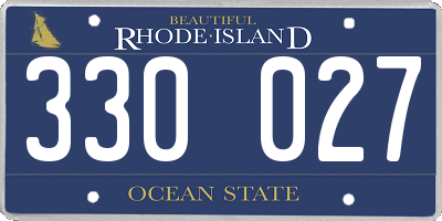 RI license plate 330027