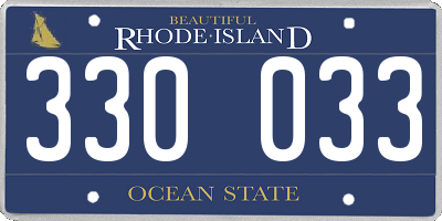RI license plate 330033