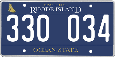 RI license plate 330034