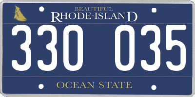 RI license plate 330035
