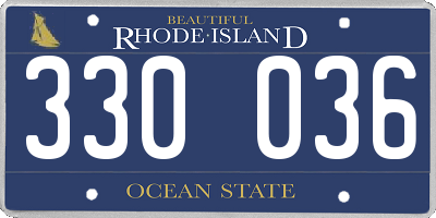 RI license plate 330036