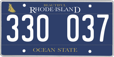 RI license plate 330037