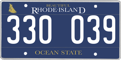 RI license plate 330039