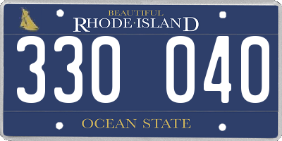RI license plate 330040