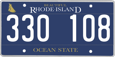 RI license plate 330108