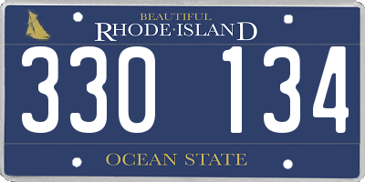 RI license plate 330134