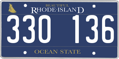RI license plate 330136