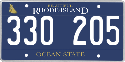RI license plate 330205