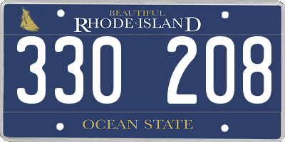 RI license plate 330208