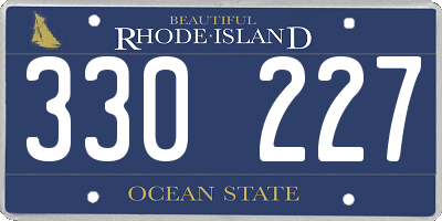 RI license plate 330227