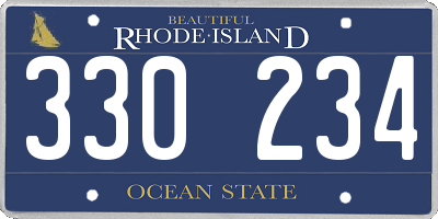 RI license plate 330234