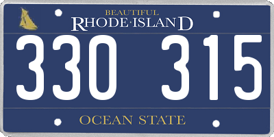 RI license plate 330315