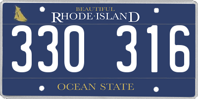 RI license plate 330316