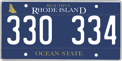 RI license plate 330334