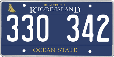RI license plate 330342