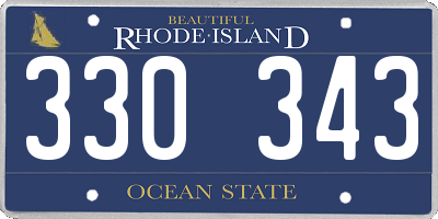 RI license plate 330343