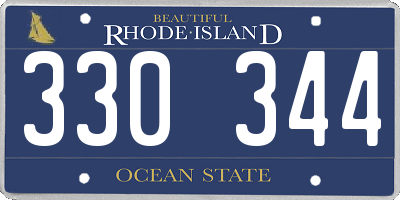 RI license plate 330344