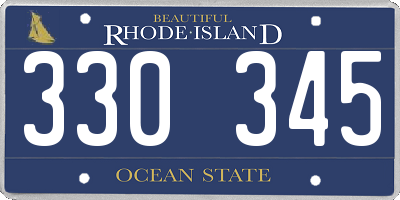 RI license plate 330345