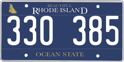 RI license plate 330385