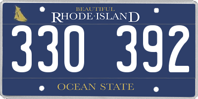 RI license plate 330392
