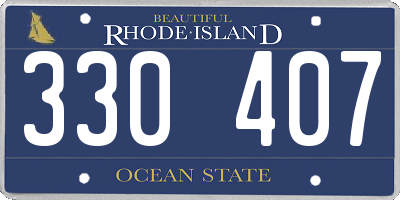 RI license plate 330407