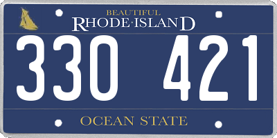 RI license plate 330421