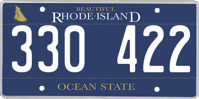 RI license plate 330422
