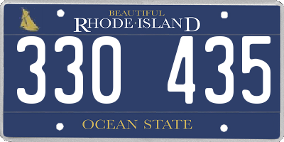 RI license plate 330435