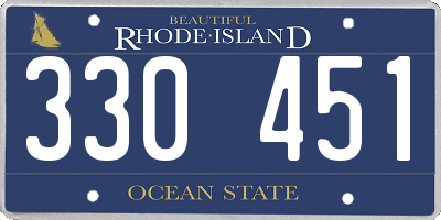 RI license plate 330451