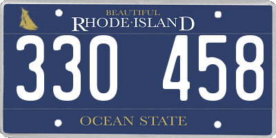 RI license plate 330458