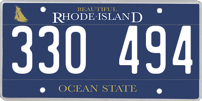 RI license plate 330494