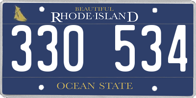 RI license plate 330534