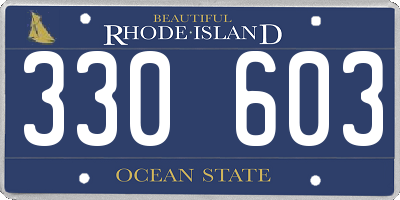 RI license plate 330603
