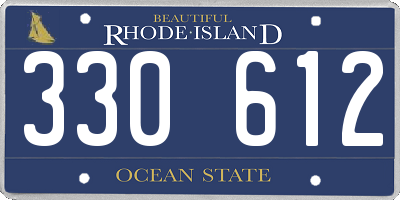 RI license plate 330612