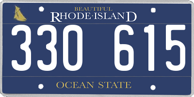 RI license plate 330615