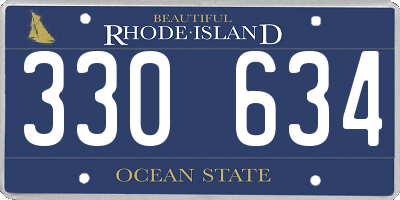 RI license plate 330634