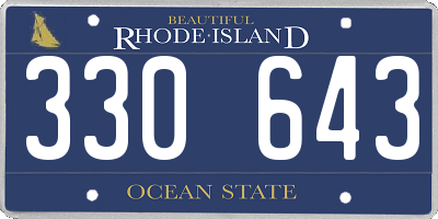 RI license plate 330643
