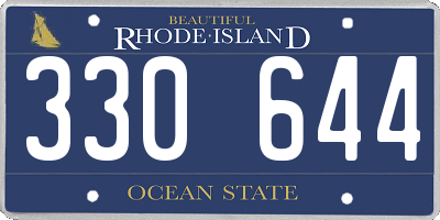RI license plate 330644