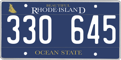 RI license plate 330645