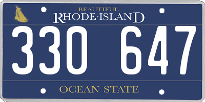 RI license plate 330647