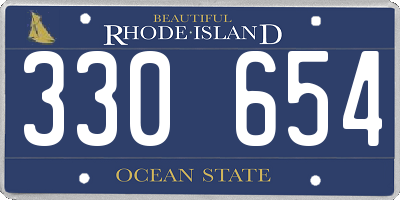 RI license plate 330654