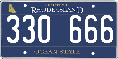RI license plate 330666