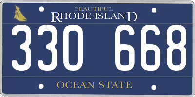 RI license plate 330668
