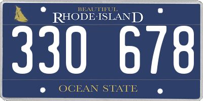 RI license plate 330678