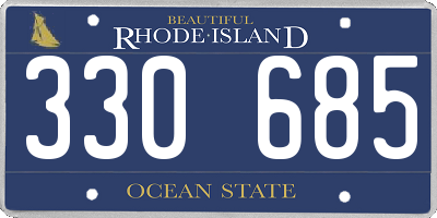 RI license plate 330685