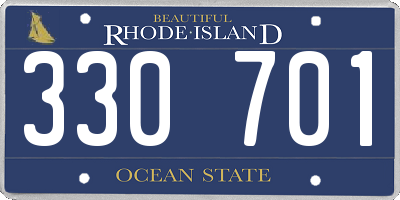 RI license plate 330701