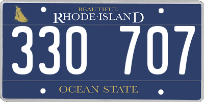 RI license plate 330707