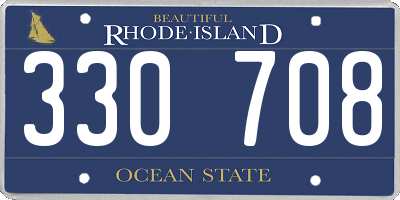 RI license plate 330708